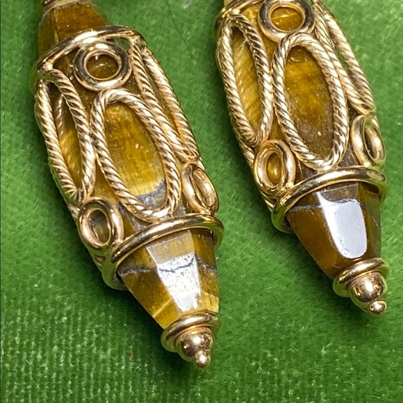 Milor 14k Tiger Eye Earrings - Picture 6 of 8